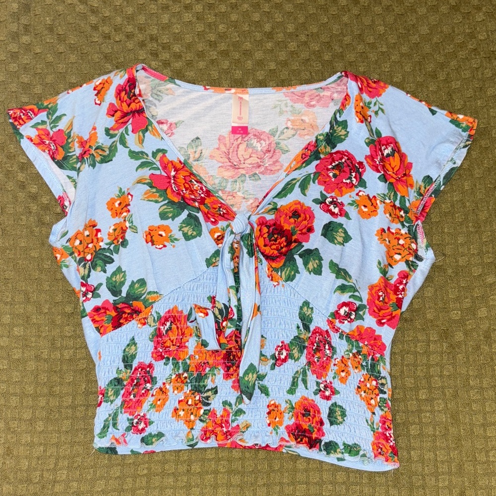 Floral Tie-Front Top - Multicolor